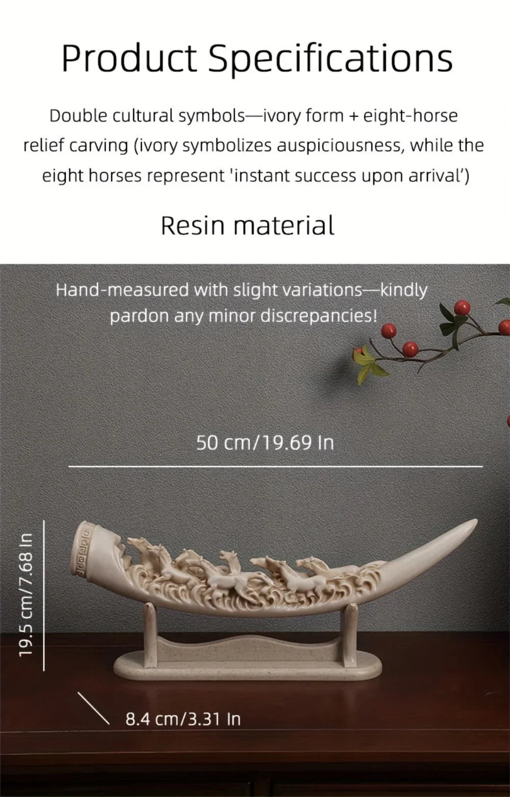Horse Statue - Ivory Intricate Details, top view - House Of Avana