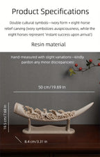 Horse Statue - Ivory Intricate Details, top view - House Of Avana