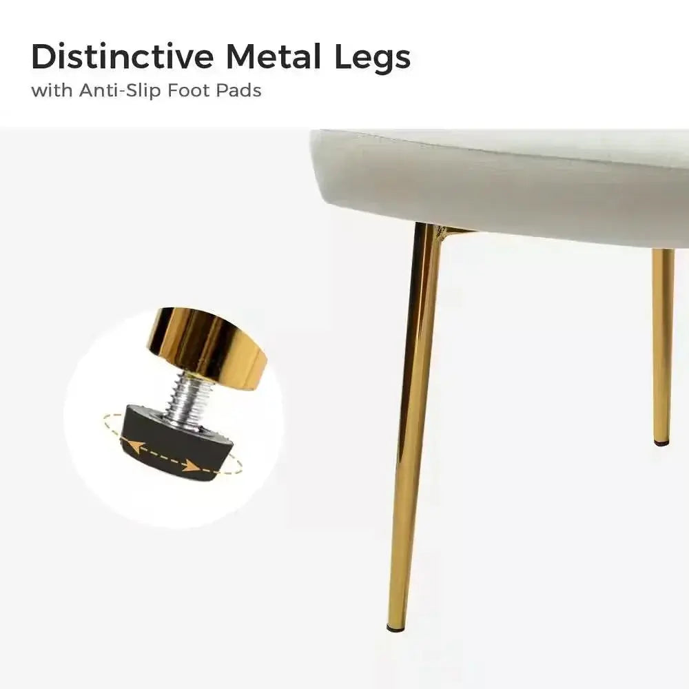 Ivory White Velvet Upholstered Wingback Accent Side Chair with Gold Metal Legs