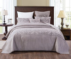 DaDa Bedding Whimsical Lavender Grey Cottage Soft Quilted Coverlet Bedspread Set - Twin (JHW866)