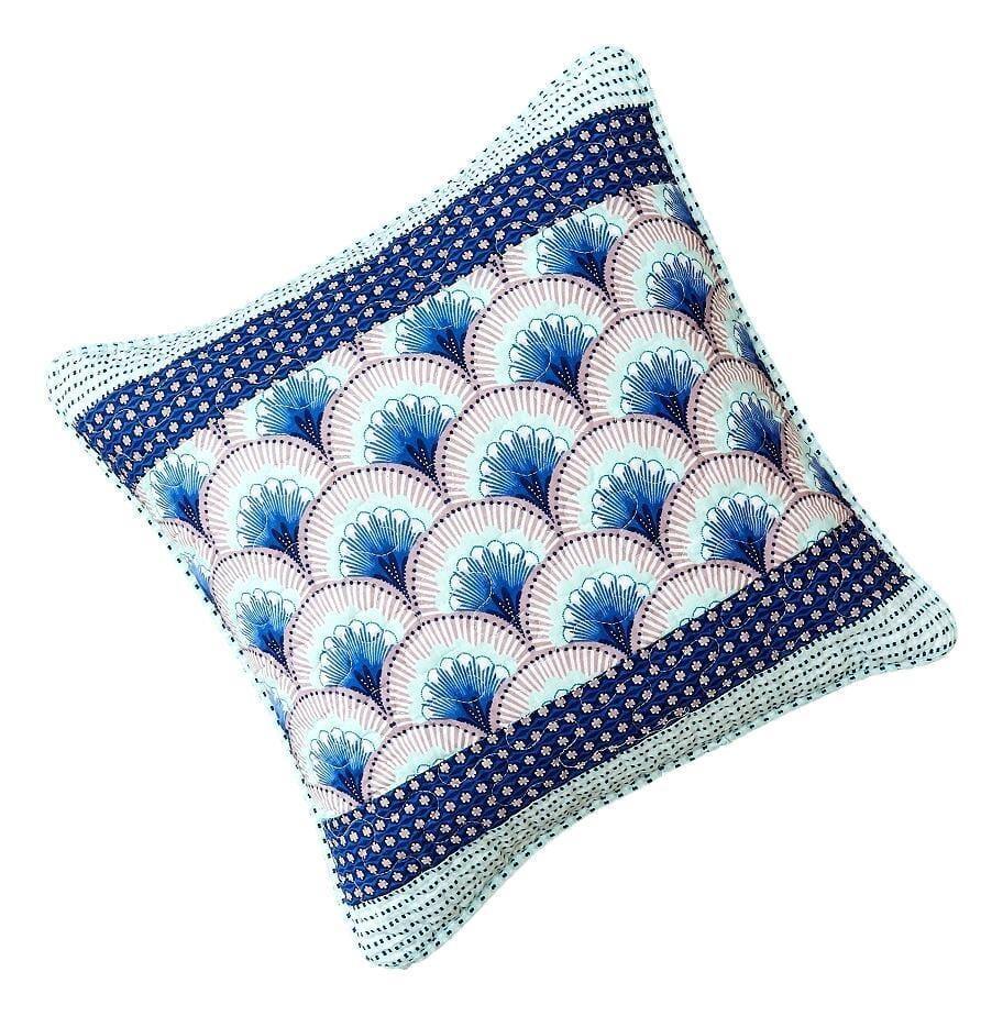 DaDa Bedding Set of 2-Pieces Mediterranean Fans Waves Minty Blue Throw Pillow Covers, 18" x 18" (JHW884) DaDalogy Bedding Collection