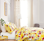 DaDa Bedding Sunshine Yellow Hummingbirds Floral Duvet Cover & Fitted Flat Bed Sheets Set w/ Pillow Cases Window Valances (925) DaDalogy Bedding Collection