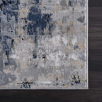 Campsall Gray&Blue Abstract Area Rug Hauteloom