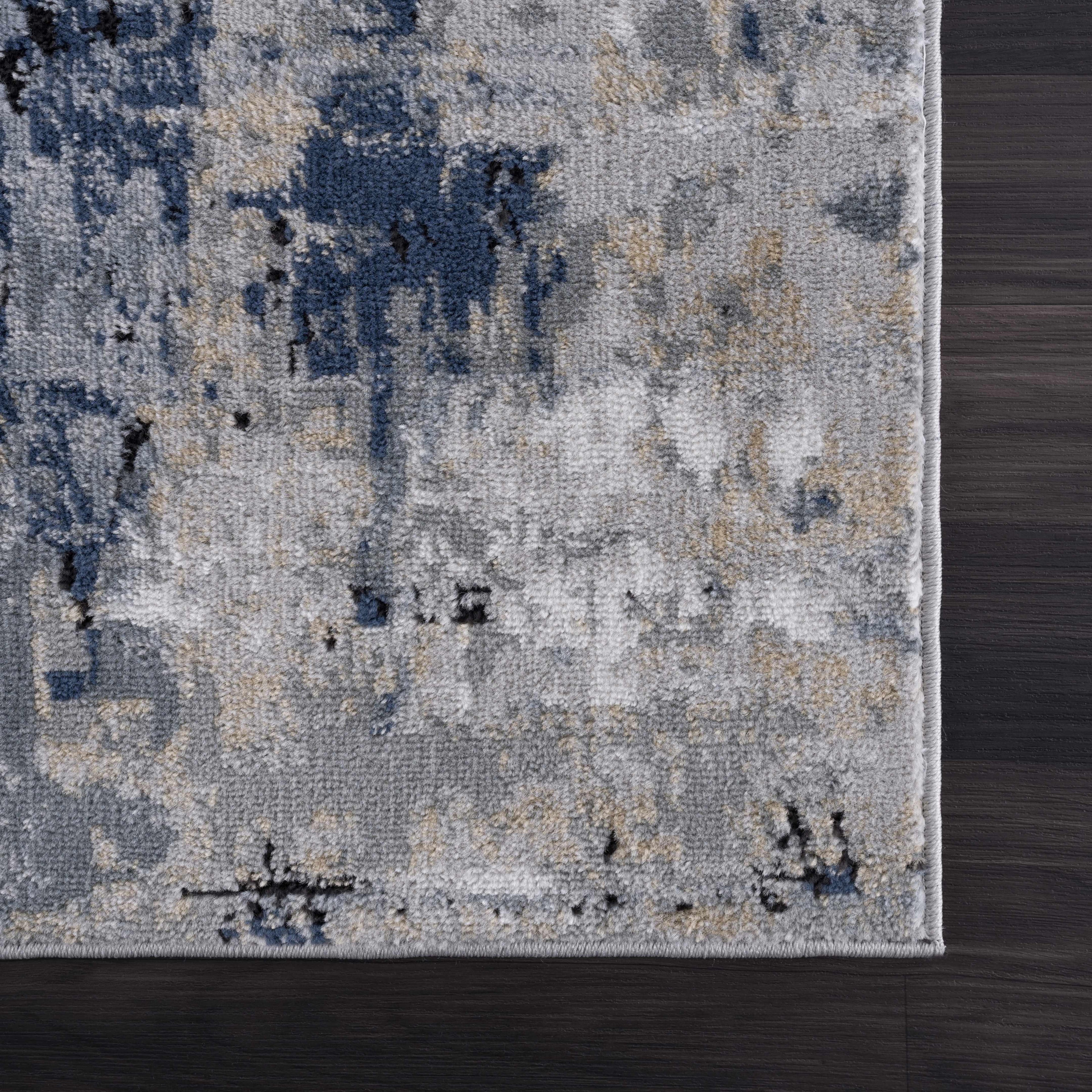Campsall Gray&Blue Abstract Area Rug Hauteloom