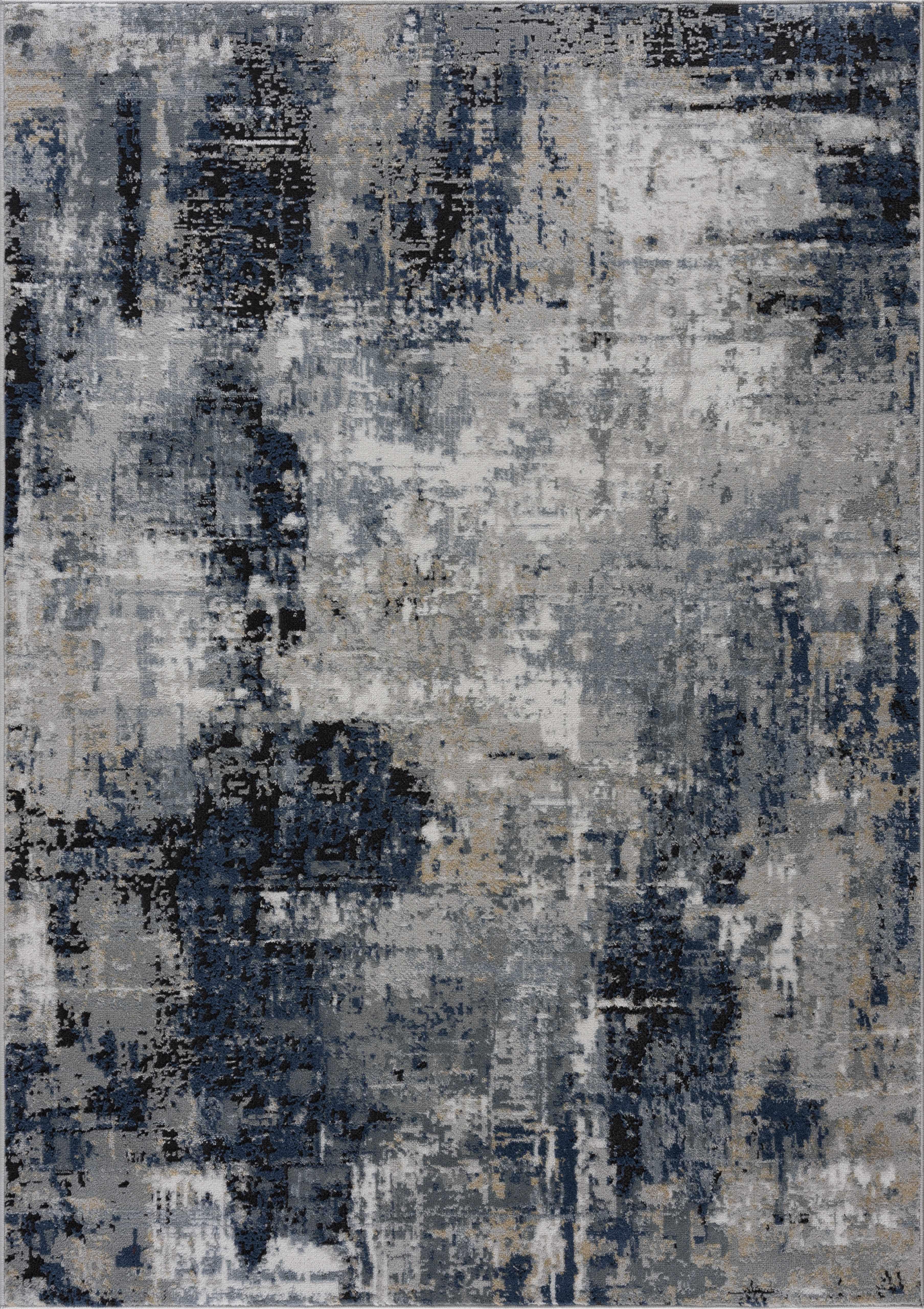 Campsall Gray&Blue Abstract Area Rug Hauteloom