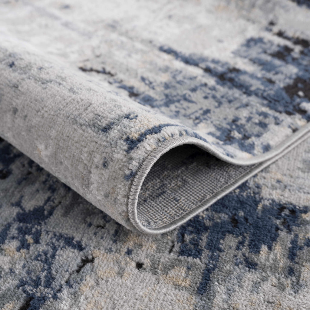 Campsall Gray&Blue Abstract Area Rug Hauteloom
