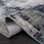 Campsall Gray&Blue Abstract Area Rug Hauteloom