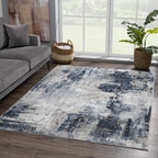 Campsall Gray&Blue Abstract Area Rug Hauteloom