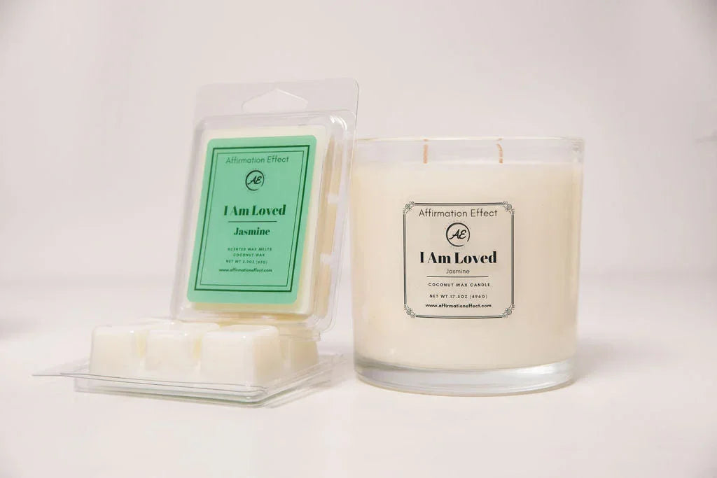 Jasmine "i Am Loved" Affirmation Candle - 17.5 Oz, back view - House Of Avana
