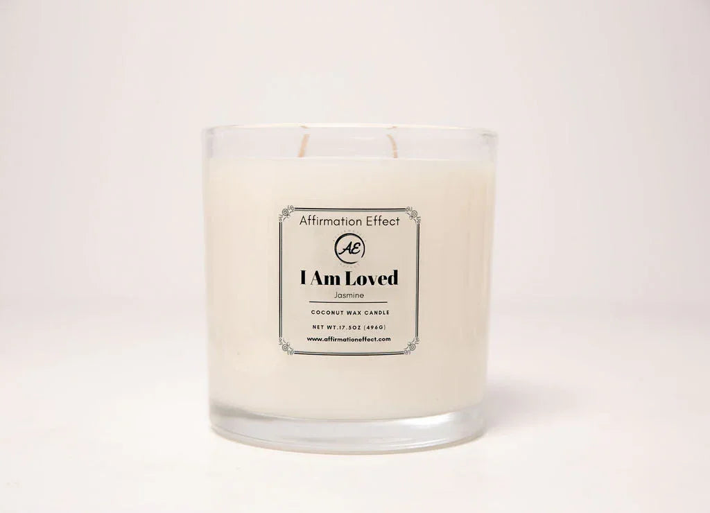 Jasmine "i Am Loved" Affirmation Candle - 17.5 Oz, front view - House Of Avana