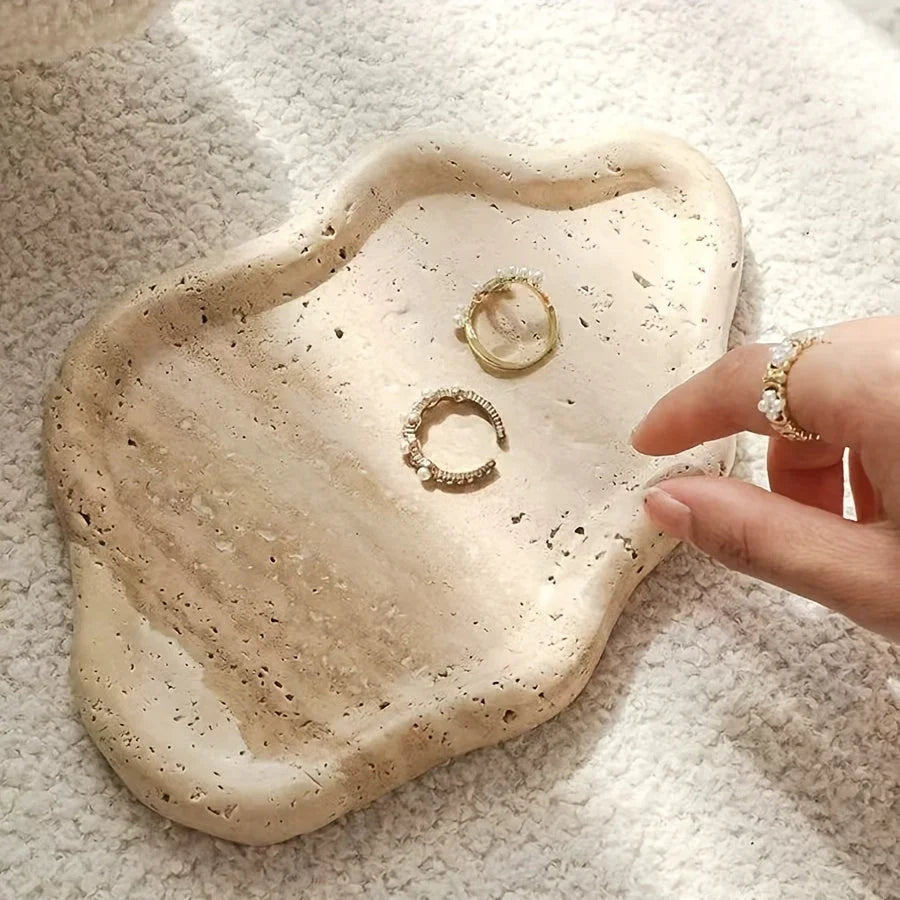Jewelry Tray - 2-layer Marble Cloud, angled view - House Of Avana