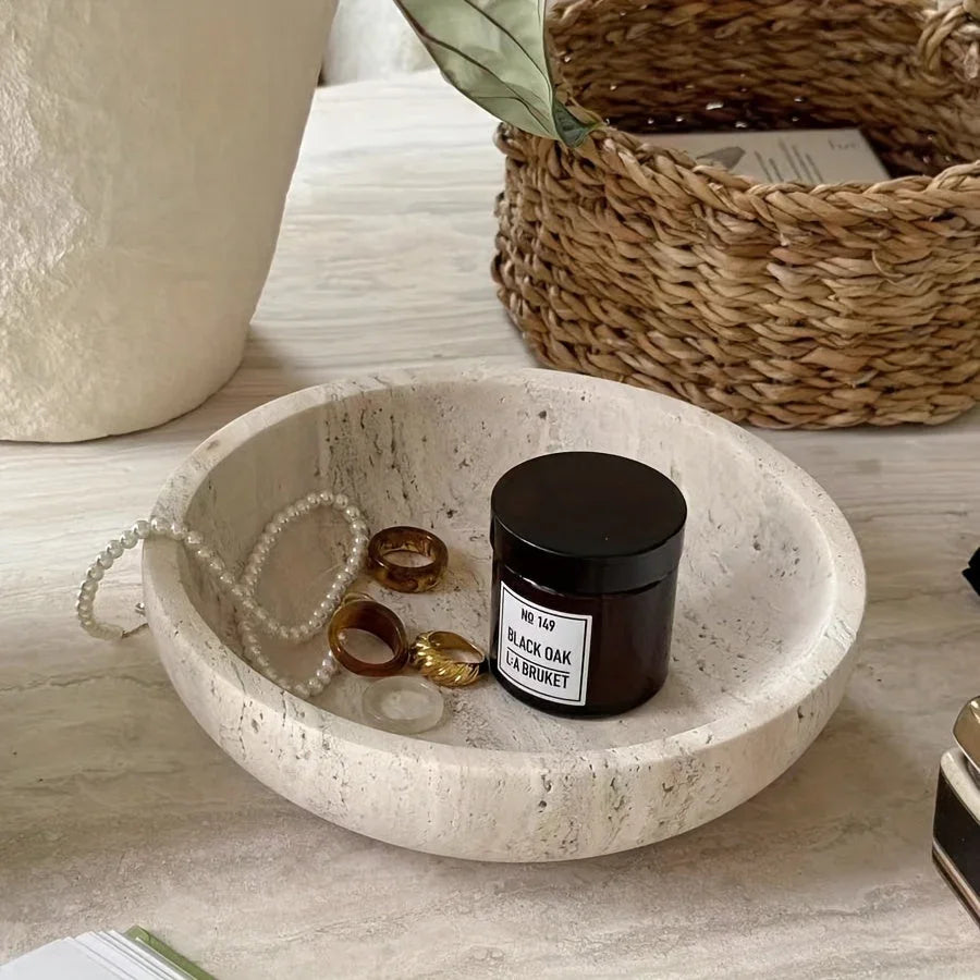 Jewelry Tray - Decorative Stone Table, top view - House Of Avana [[SKU:HOA-TRK-002]]