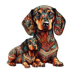 Premium Wooden Dachshund Jigsaw Puzzle Wall Decor, back view - House Of Avana