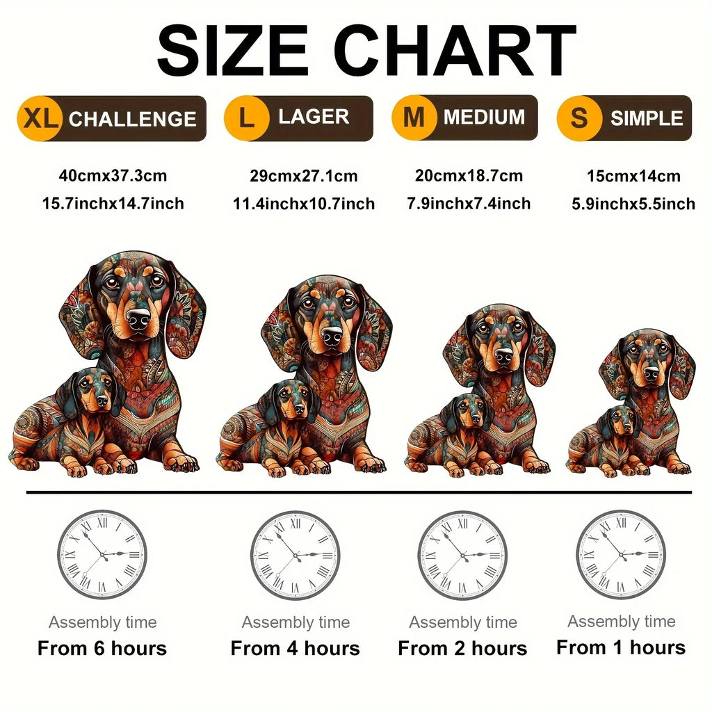 Premium Wooden Dachshund Jigsaw Puzzle Wall Decor, detail shot - House Of Avana