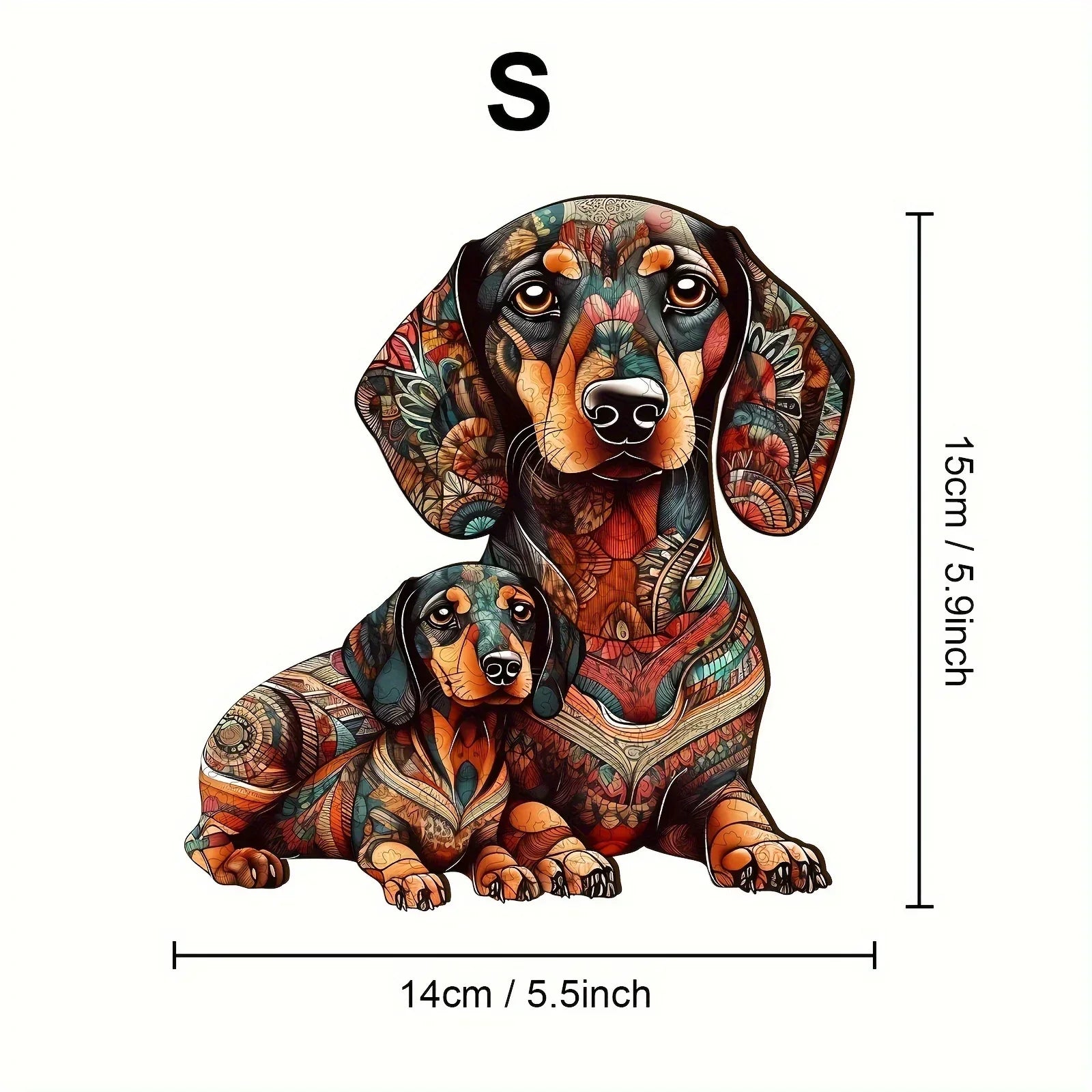 Premium Wooden Dachshund Jigsaw Puzzle Wall Decor, top view - House Of Avana
