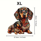 Premium Wooden Dachshund Jigsaw Puzzle Wall Decor, angled view - House Of Avana