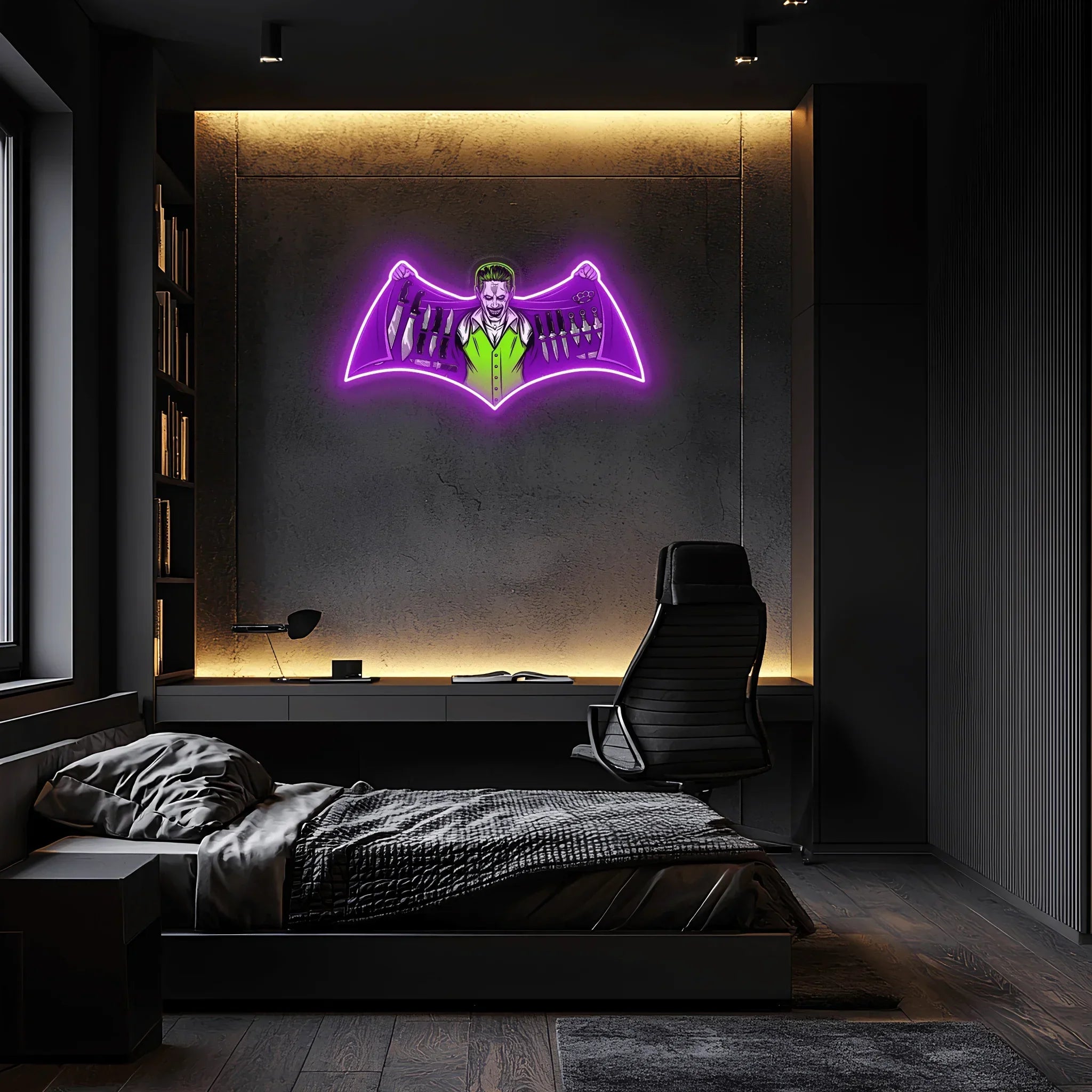 Joker Neon Sign, Uv Print Neon, Joker Uv Print Neon Sign, Neon Wall Art Peony Atelier