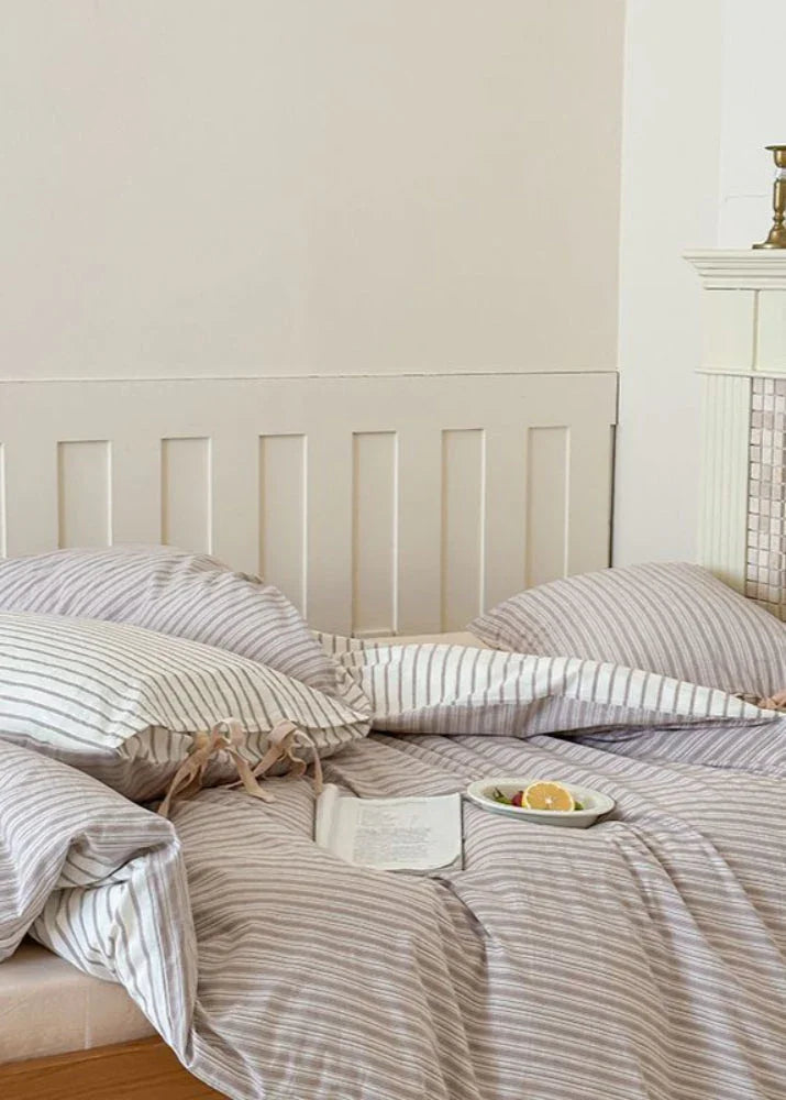 Josie Bow Tied Striped Bedding Set / Pink Ever Lasting