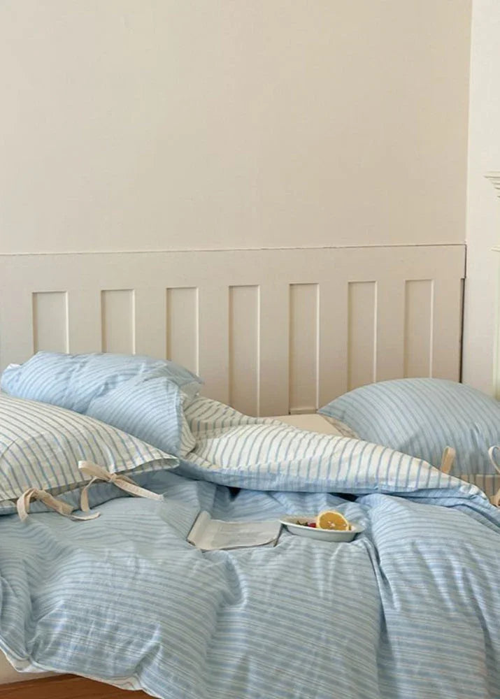 Josie Bow Tied Striped Bedding Set / Pink Ever Lasting