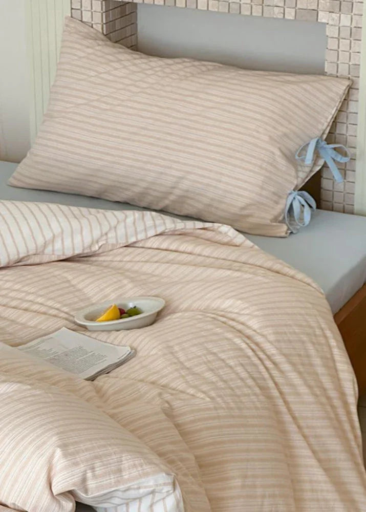 Josie Bow Tied Striped Bedding Set / Pink Ever Lasting