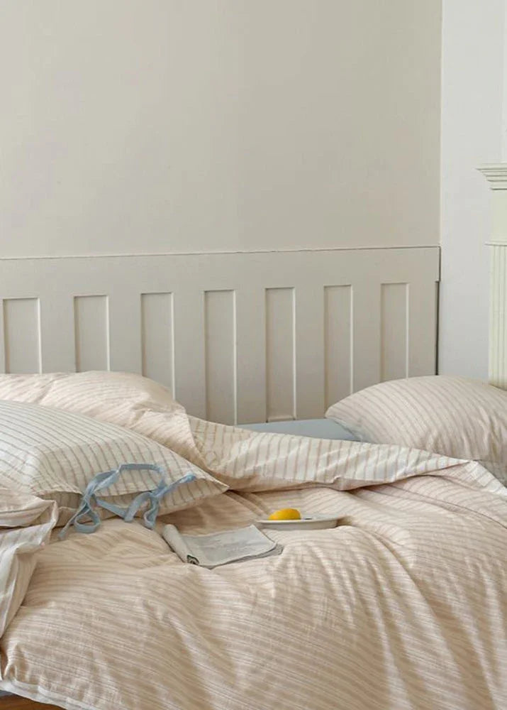 Josie Bow Tied Striped Bedding Set / Pink Ever Lasting