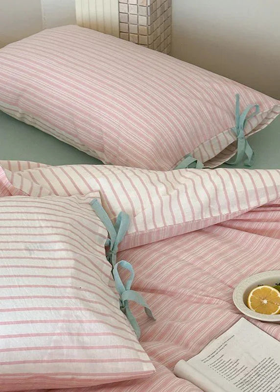 Josie Bow Tied Stripe Pillowcases / Purple Ever Lasting