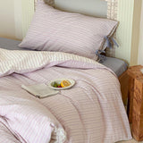 Josie Bow Tied Stripe Pillowcases / Purple Ever Lasting