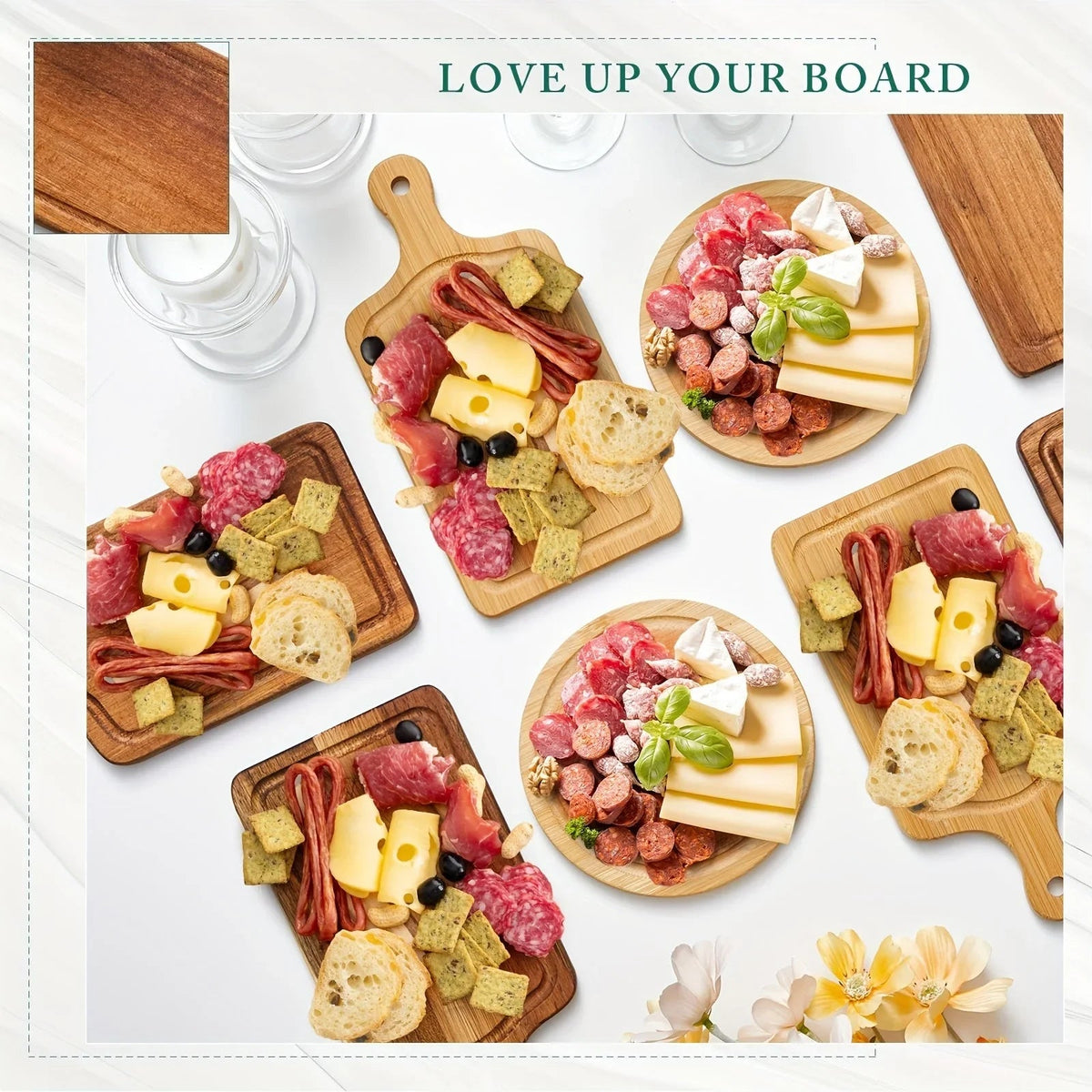 12 Sets Bridal Shower Baby Prizes Cheese Board Set Wood Round Mini Charcuterie Board with Knives And Forks Bulk Thank You Tags with Bridal Shower Gift Box for Guests Wedding Party (Acacia) House Of Avana [[SKU:HOA-GFT-003]]