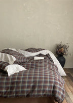 June Lace Double Gauze Gingham Bedding Set / Brown Ever Lasting