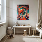 Astronaut Gateway to Saturn Glass Wall Art – Futuristic Sci-Fi UV Print Design-KAFCD023 Peony Atelier