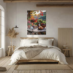 Autumn Breakfast Table Glass Wall Art – Rustic Harvest Outdoor UV Print-KAFCD045 Peony Atelier