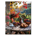 Autumn Breakfast Table Glass Wall Art – Rustic Harvest Outdoor UV Print-KAFCD045 Peony Atelier