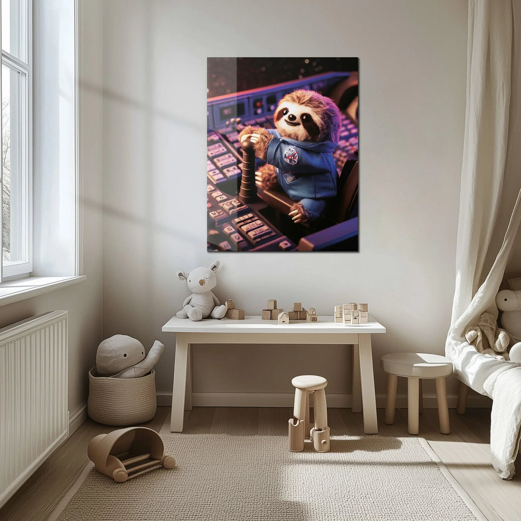Astronaut Sloth Glass Wall Art – Cute Space Explorer UV Print Design-KAFCD047 Peony Atelier