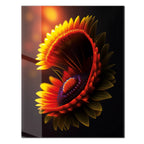 Abstract Fire Petal Bloom Glass Wall Art – Glowing Floral UV Print Design-KAFCD050 Peony Atelier