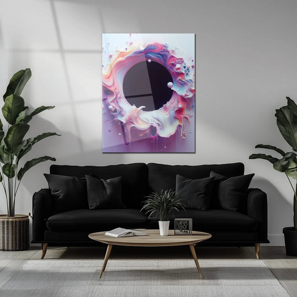 Abstract Colorful Void Swirl – Vibrant UV Glass Wall Art with 3D Paint Effect-KAFCD079 Peony Atelier