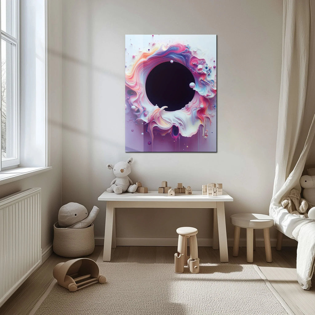 Abstract Colorful Void Swirl – Vibrant UV Glass Wall Art with 3D Paint Effect-KAFCD079 Peony Atelier