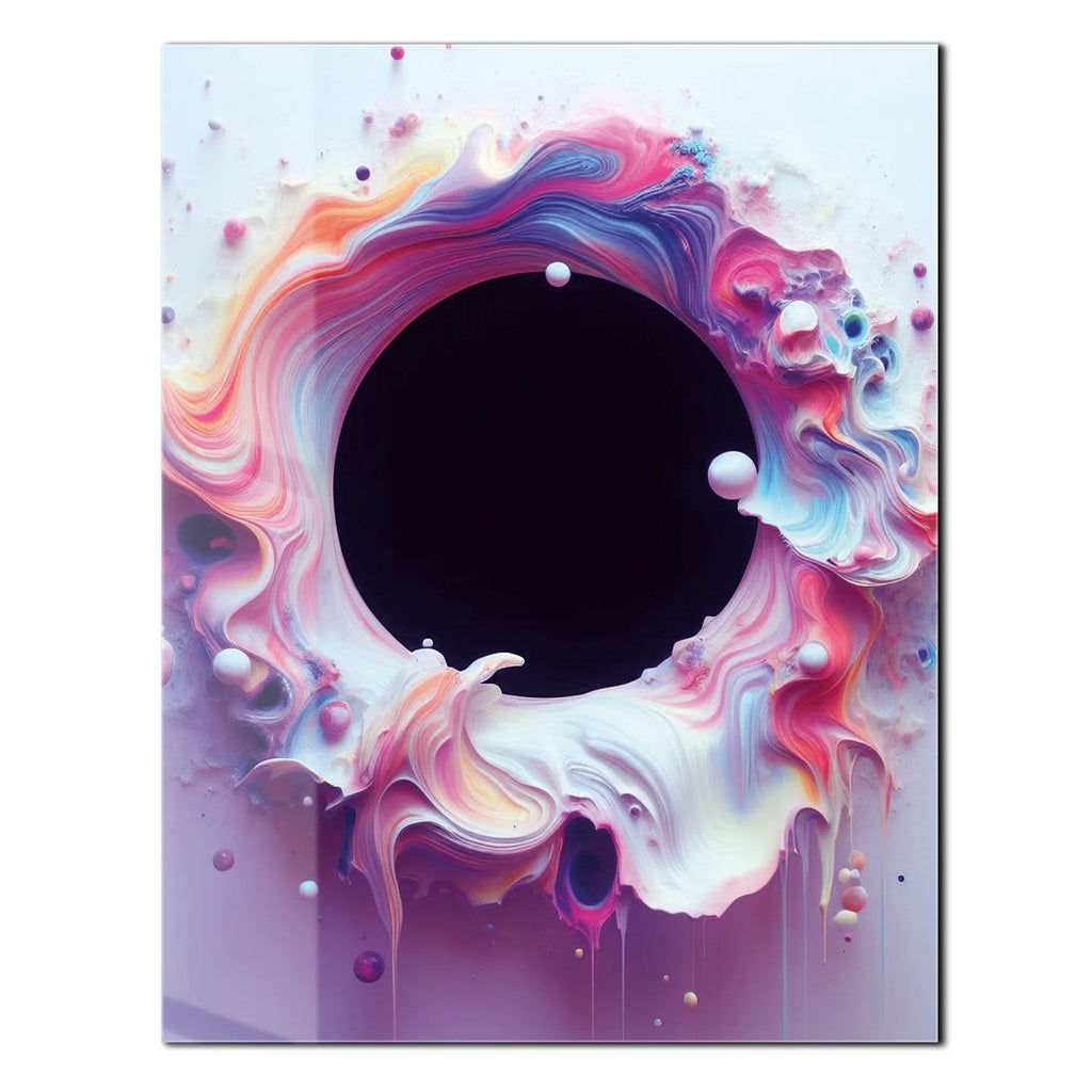 Abstract Colorful Void Swirl – Vibrant UV Glass Wall Art with 3D Paint Effect-KAFCD079 Peony Atelier