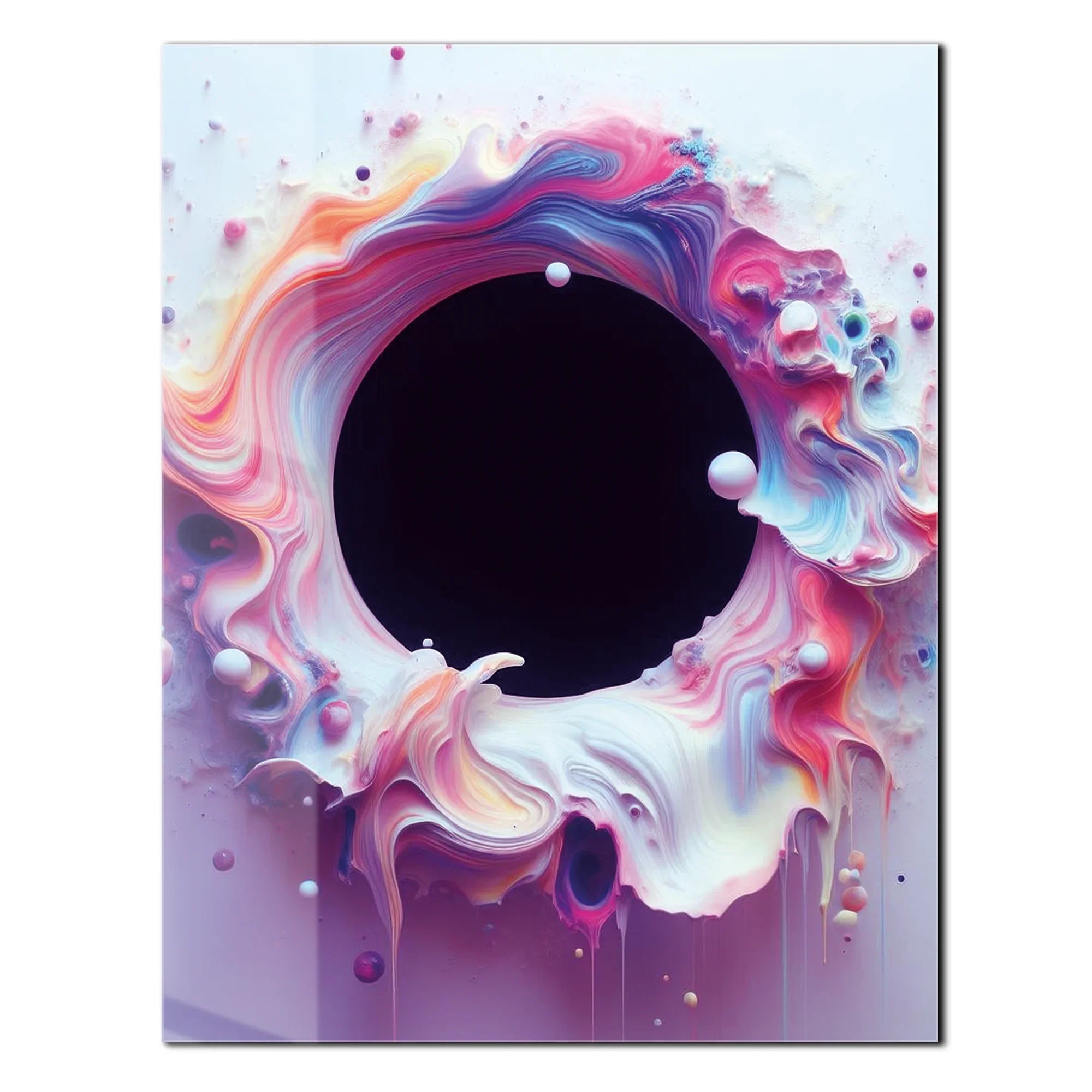 Abstract Colorful Void Swirl – Vibrant UV Glass Wall Art with 3D Paint Effect-KAFCD079 Peony Atelier