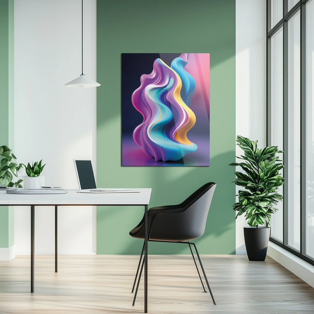 Abstract Fluid Wave – Colorful Modern UV Glass Wall Art-KAFCD083 Peony Atelier