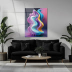 Abstract Fluid Wave – Colorful Modern UV Glass Wall Art-KAFCD083 Peony Atelier