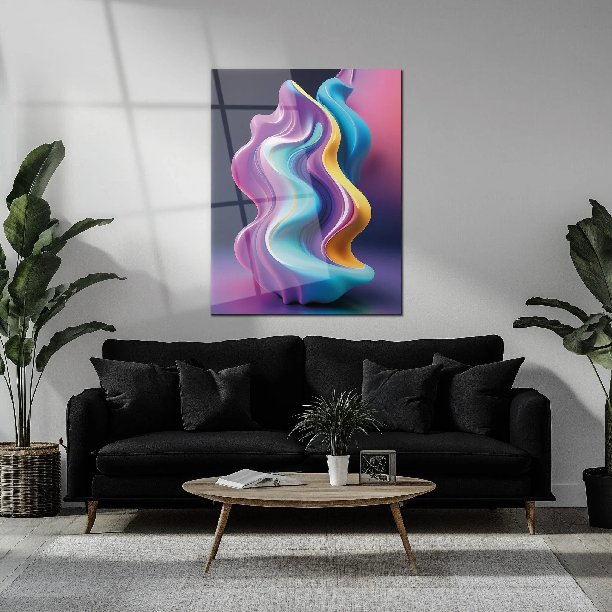Abstract Fluid Wave – Colorful Modern UV Glass Wall Art-KAFCD083 Peony Atelier