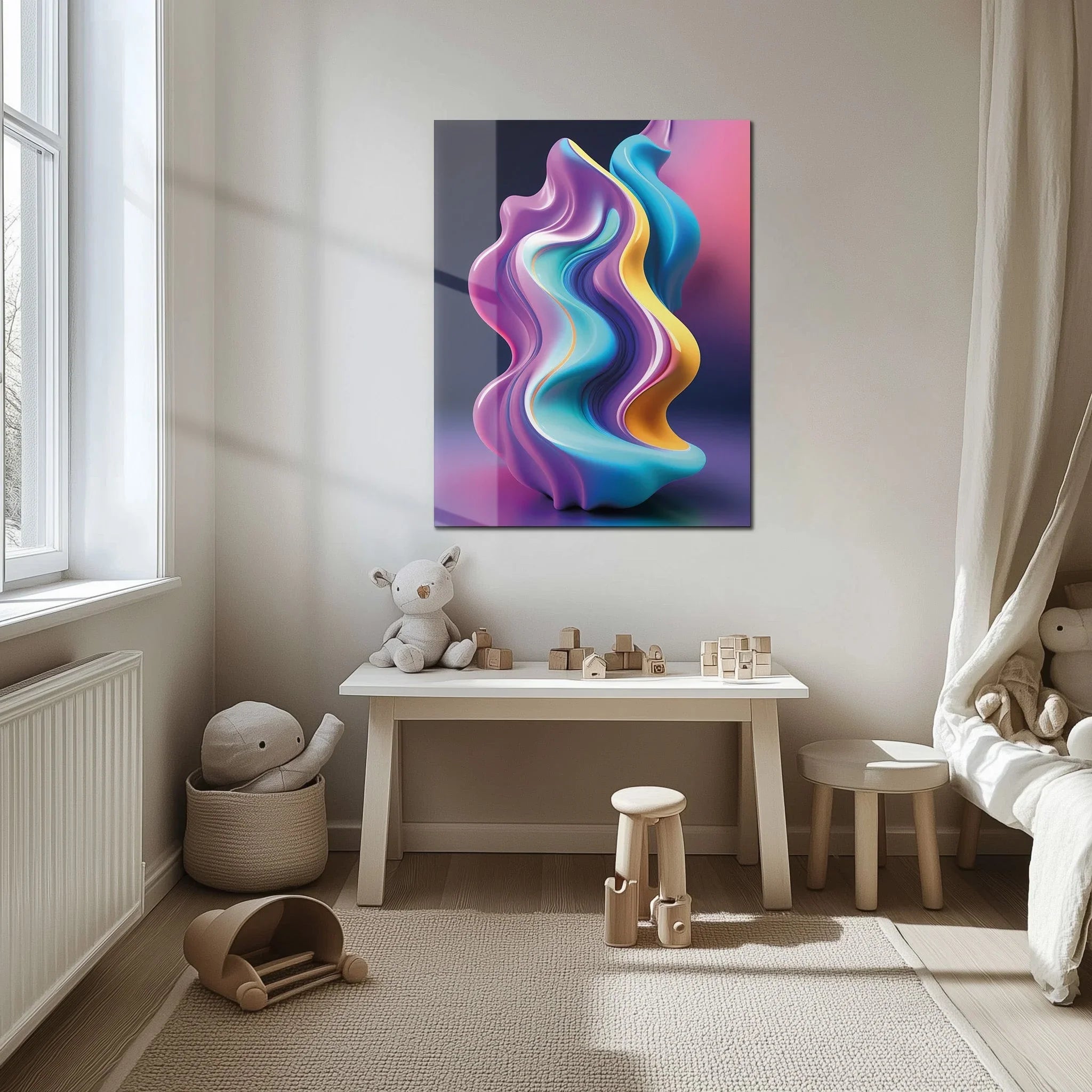 Abstract Fluid Wave – Colorful Modern UV Glass Wall Art-KAFCD083 Peony Atelier