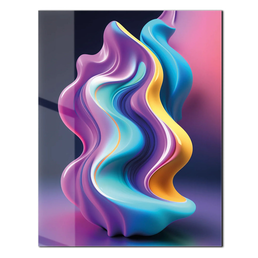 Abstract Fluid Wave – Colorful Modern UV Glass Wall Art-KAFCD083 Peony Atelier