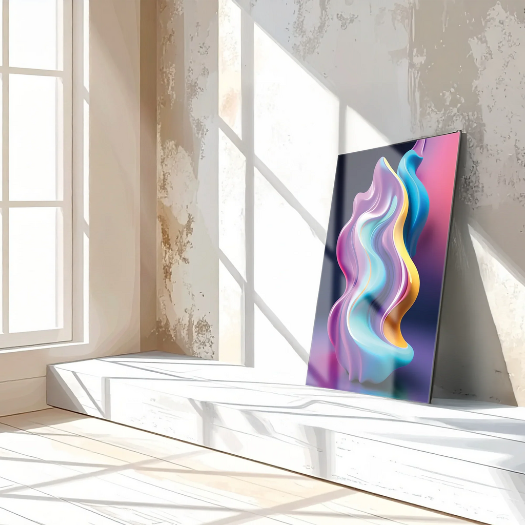 Abstract Fluid Wave – Colorful Modern UV Glass Wall Art-KAFCD083 Peony Atelier