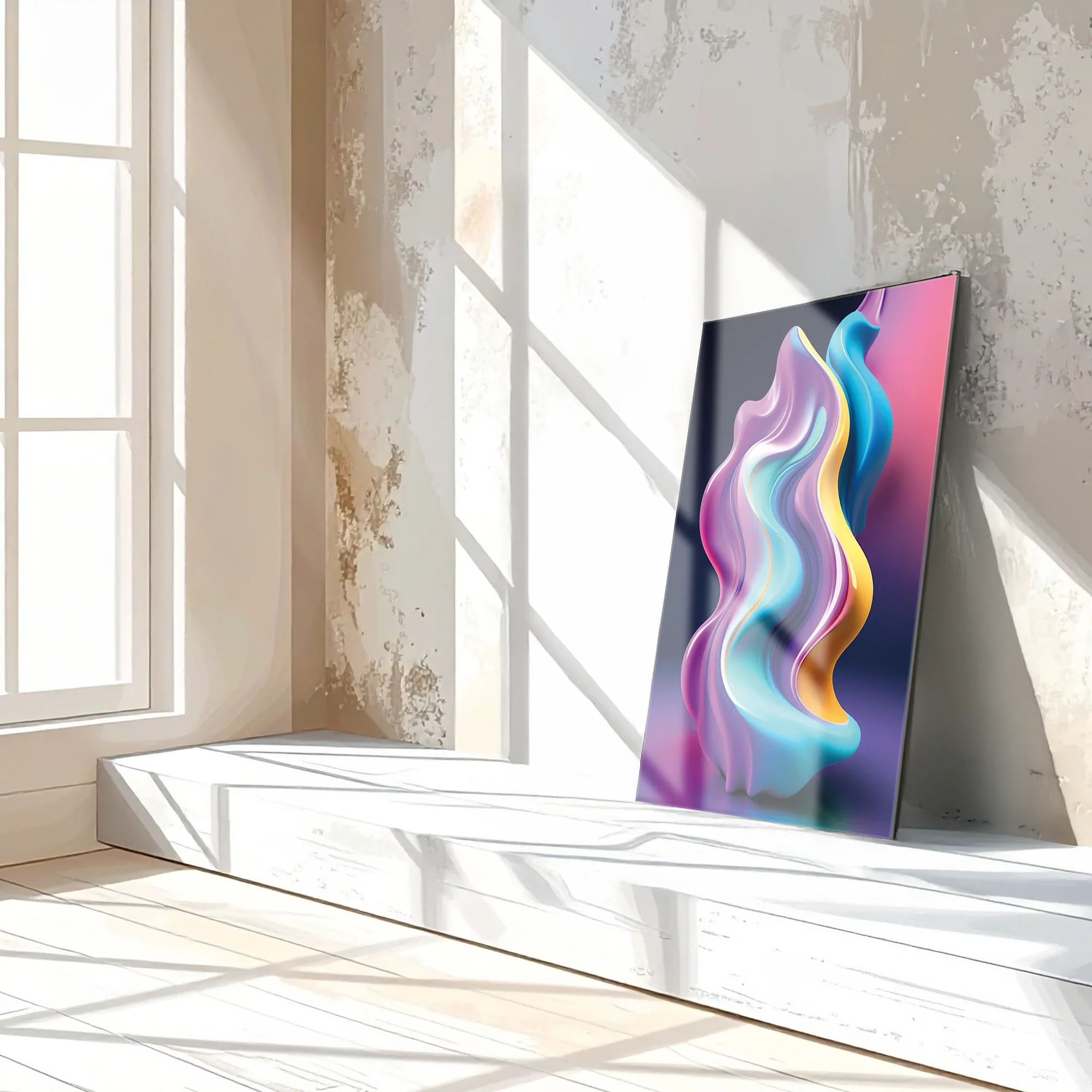 Abstract Fluid Wave – Colorful Modern UV Glass Wall Art-KAFCD083 Peony Atelier