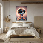 Big-Eyed Fantasy Kitten UV Glass Wall Art – Cute Neon Pet Illustration - KAFCD094 Peony Atelier