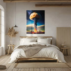 Apocalyptic Explosion – Futuristic City Blast UV Glass Wall Art- KAFCD101 Peony Atelier