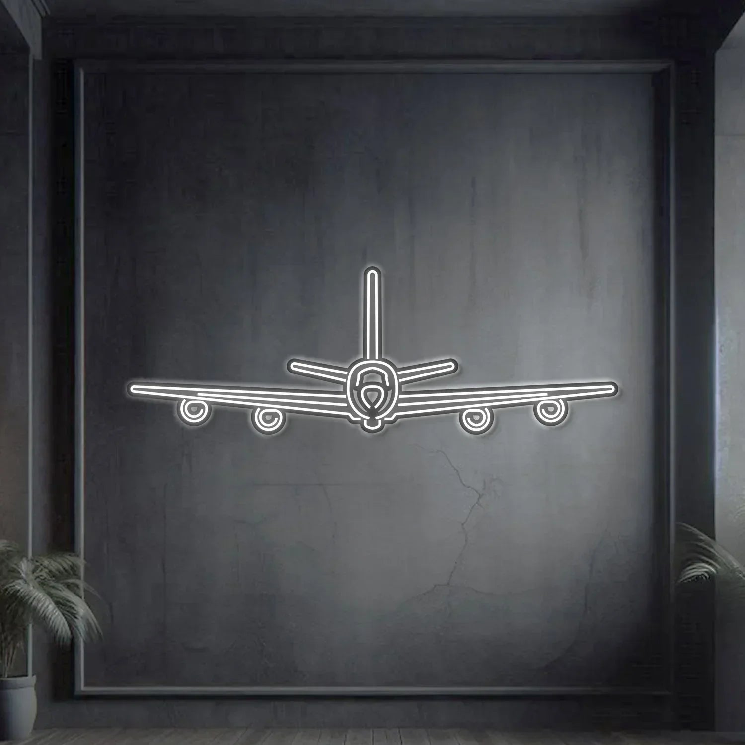 Kc-135r Stratotanker Front Metal Neon Aircraft Wall Art - Ncn0052, front view - House Of Avana