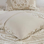 King 100-Percent Cotton Chenille Bedspread with Fringe Hem in Khaki Taupe Beige