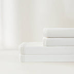 King Size 4 Piece 100-Percent Cotton Sheet Set in White with Lace Trim